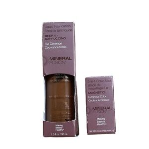 Mineral Fusion Liquid Foundation Deep 4- Cappuccino & 3 in1 Magnetic Color Stick